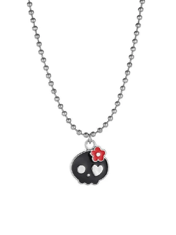 Affordable women's necklaces-Y2k Skull Necklace