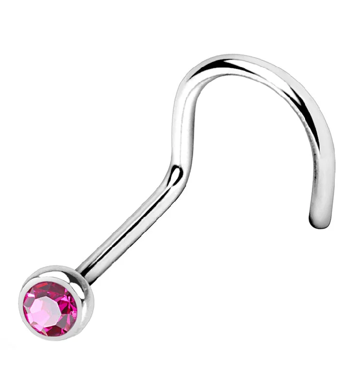 Women's diamond rings-Fuchsia Gem Nose Screw Ring