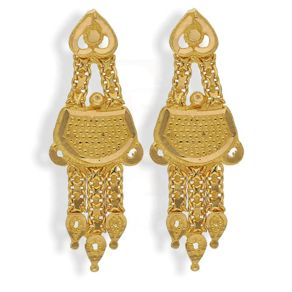 Women's gemstone earrings-Gold Traditional Drop Earrings 22KT - FKJERN22K2167