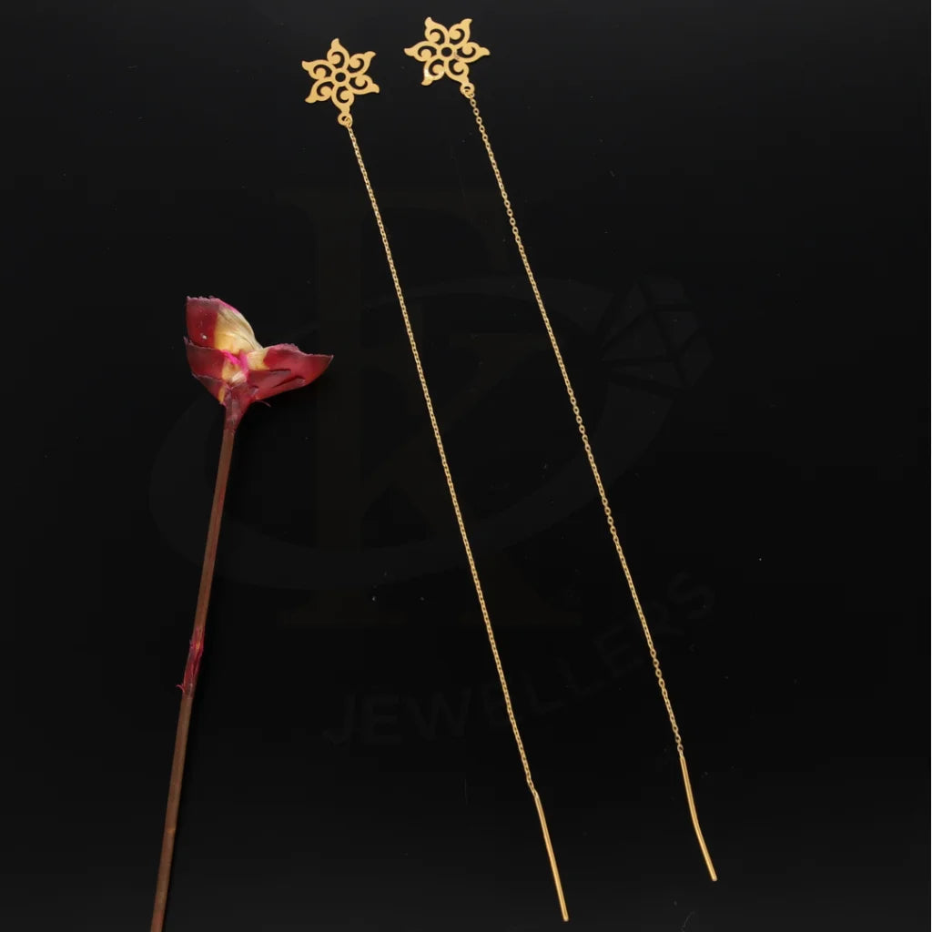 Women's star earrings-Gold Hanging Flower Tic-Tac Earrings 21KT - FKJERN21KM8703