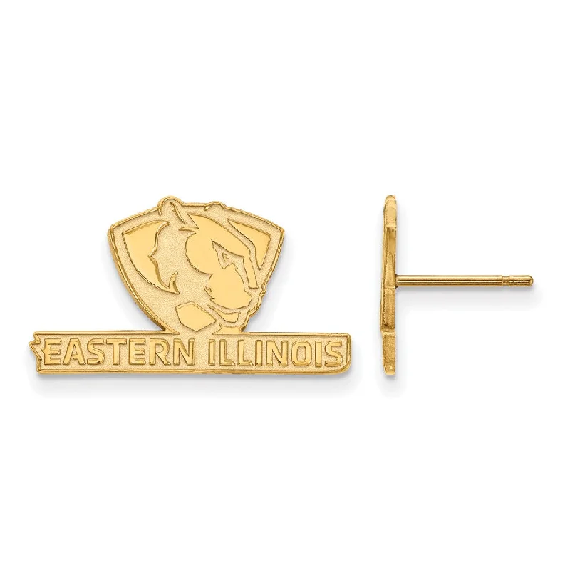 Vintage women's earrings-14k Gold Plated Silver Eastern Illinois University Post Earring