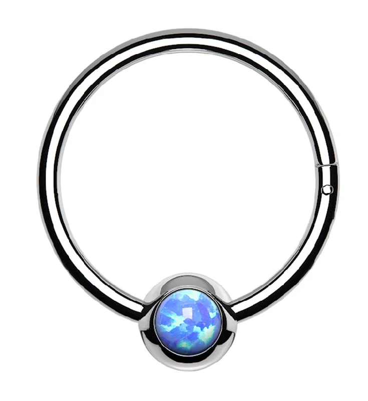 Women's pearl rings-Blue Opalite Hinged Segment Hoop Ring