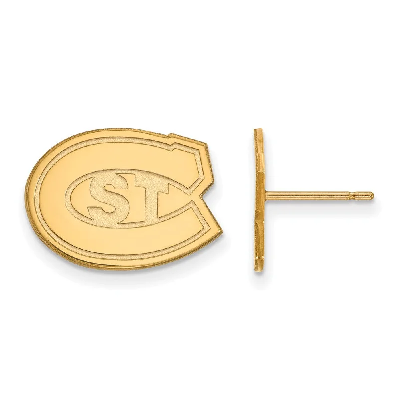 Women's hypoallergenic earrings-14k Gold Plated Silver St. Cloud State Small Post Earrings