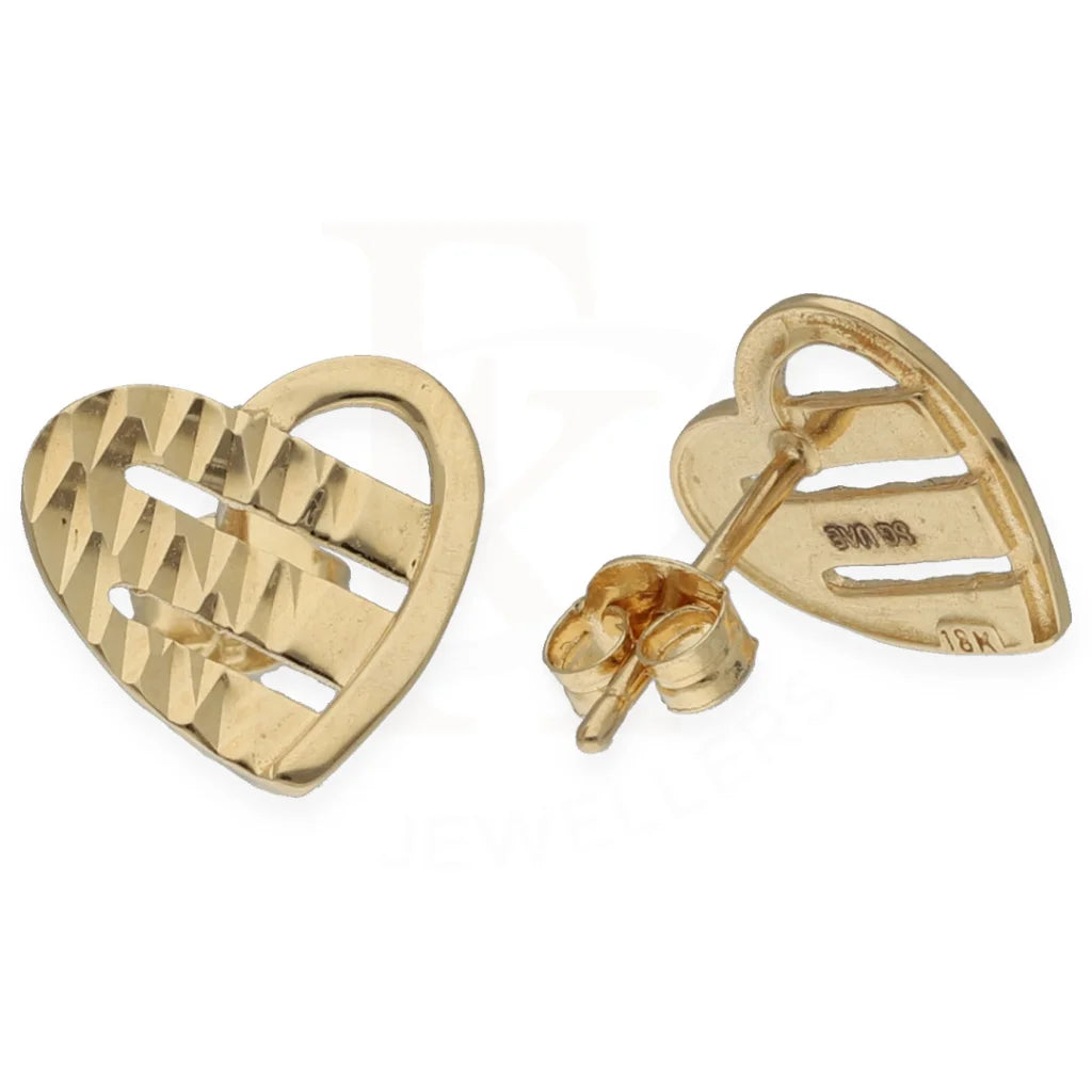 Women's photo earrings-Gold Heart Shaped Stud Earrings 18KT - FKJERN18K7346