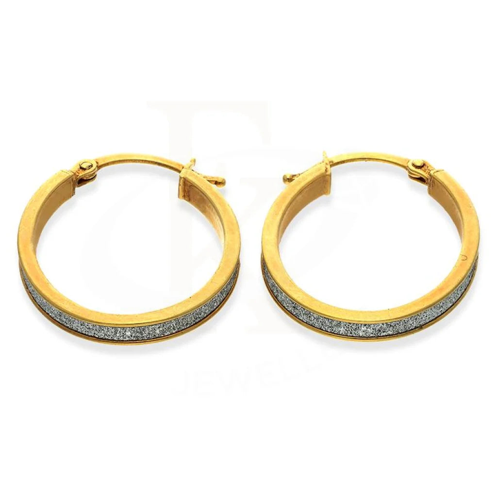 Women's symbolic earrings-Gold Clip on Hoop Earrings 18KT - FKJERN18K2451