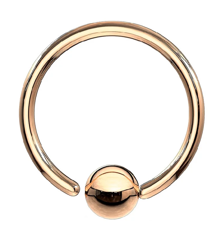 Women's stackable rings-Rose Gold PVD Fixed Ball Captive Ring