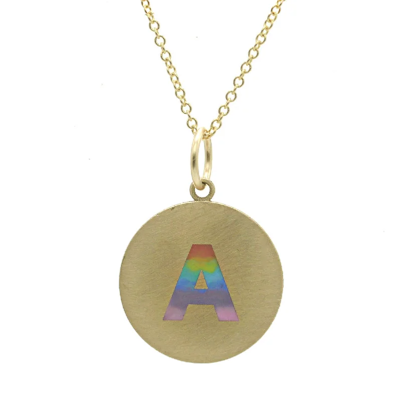 Women's mother-daughter necklaces-Custom Enamel Rainbow Ombre Initial Necklace