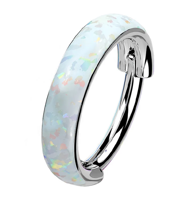 Women's wedding rings-Vast Opalite Titanium Hinged Segment Ring