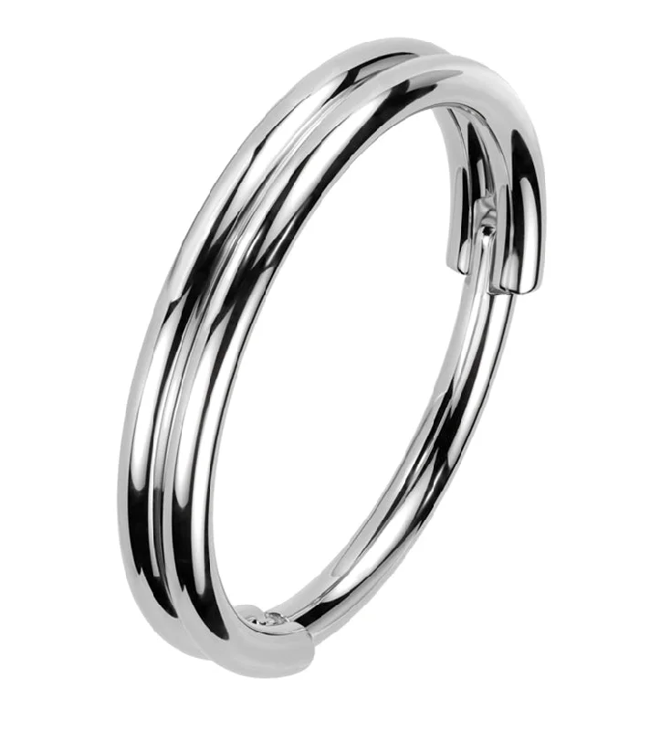 Women's promise rings-Double Row Stainless Steel Hinged Segment Ring