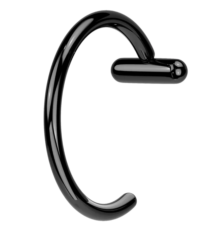 Women's zodiac rings-Black PVD Bar Titanium Nose Hoop Ring