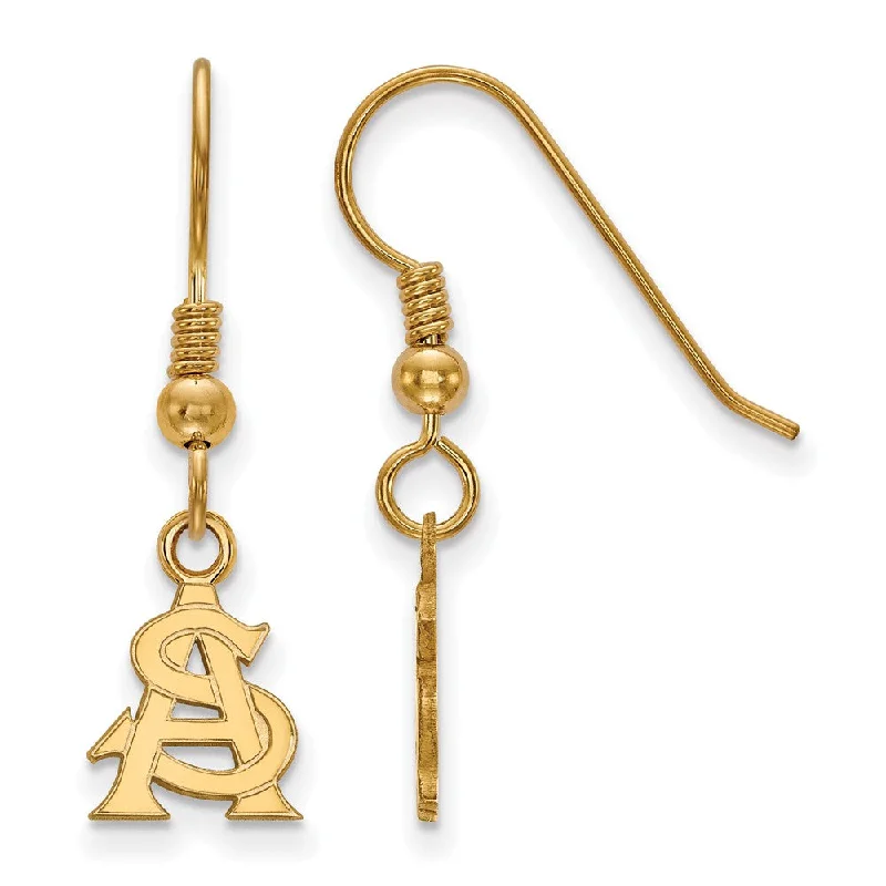 Women's star earrings-14k Gold Plated Silver Arizona State University Dangle Earrings