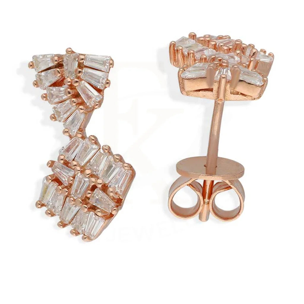 Trendy women's earrings-Sterling Silver 925 Rose Gold Plated Stud Earrings - FKJERNSL2949