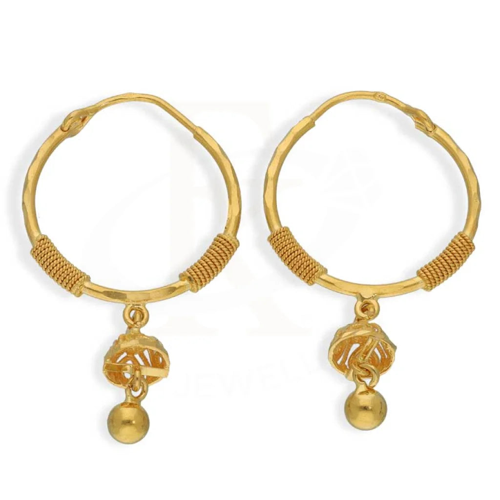 Affordable women's earrings-Gold Hoop Earrings 22KT - FKJERN22K2704