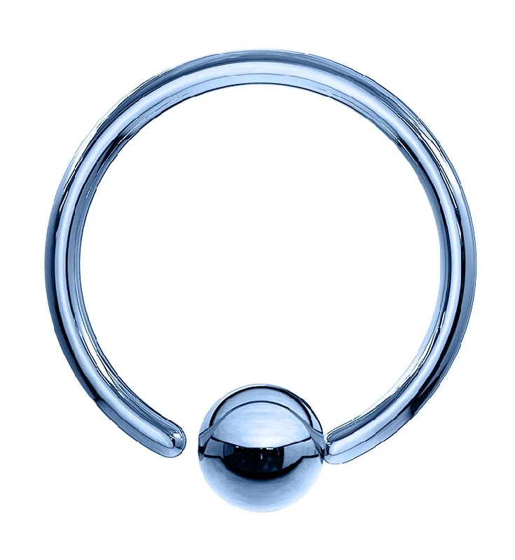 Women's religious rings-Light Blue PVD Fixed Ball Captive Ring