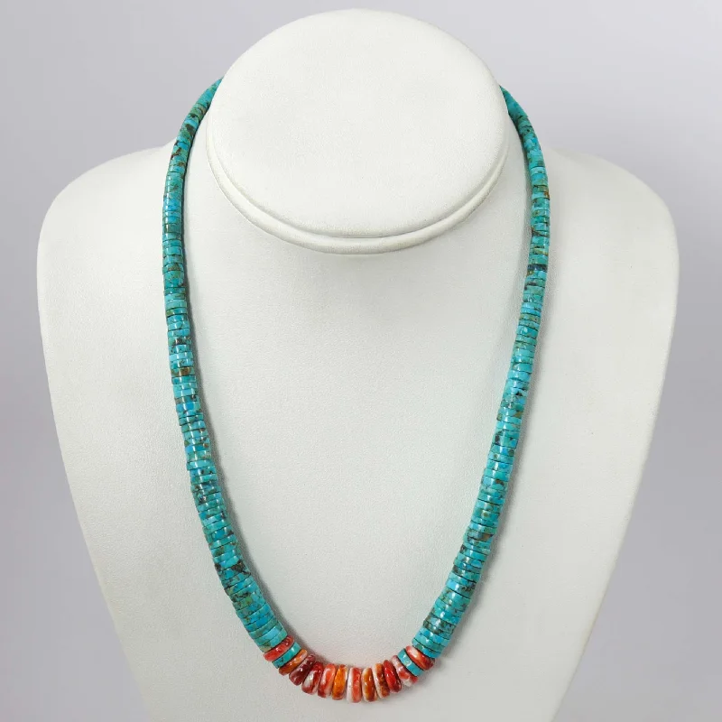 Women's statement necklaces-Turquoise and Spiny Necklace