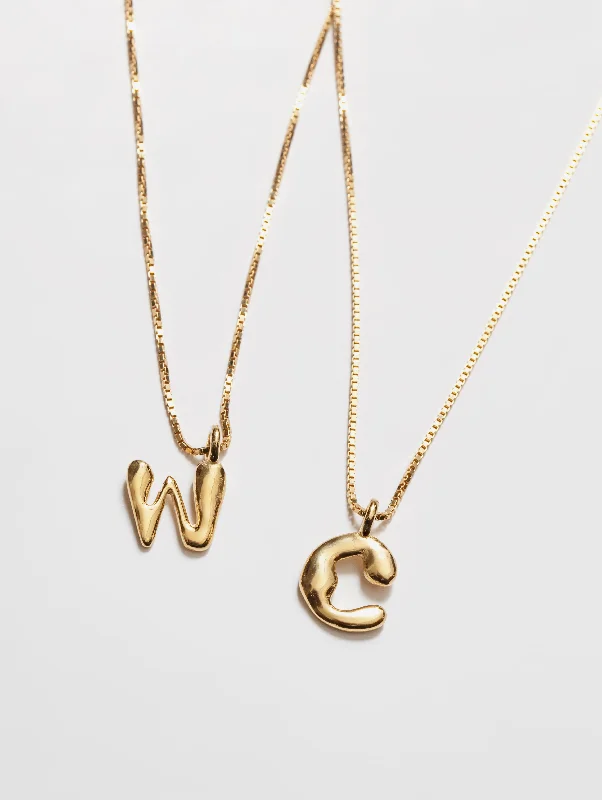 Women's cross necklaces-Alphabet Charm Necklace in 14k Gold Plated