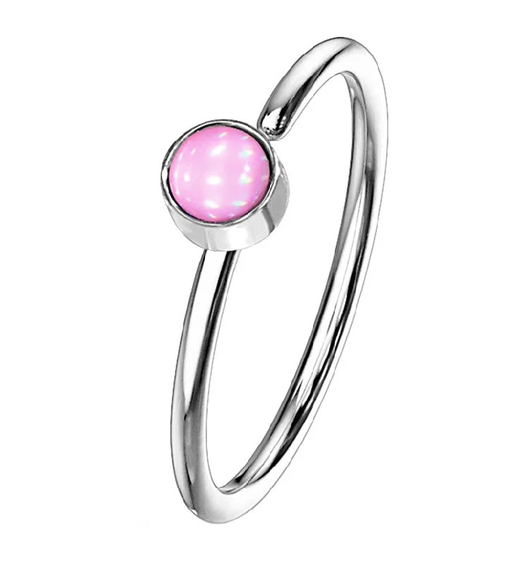 Women's gold rings-20G Pink Micro Escent Stainless Steel Nose Ring Hoop