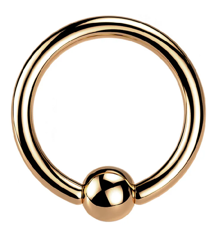 Women's pearl rings-Rose Gold PVD Titanium Captive Bead Ring