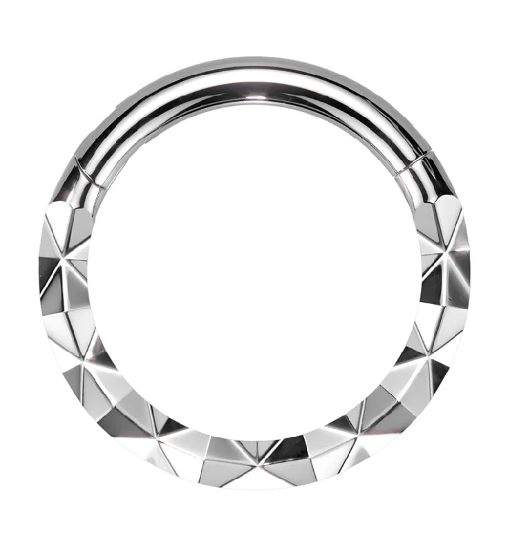 Women's adjustable rings-Faceted Front Stainless Steel Hinged Segment Ring