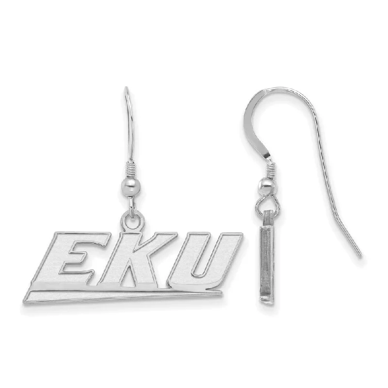 Luxury women's earrings-Sterling Silver Eastern Kentucky University Small Dangle Earrings