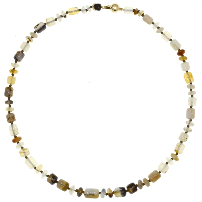 Women's minimalist necklaces-Beaded Speckled Agate Necklace