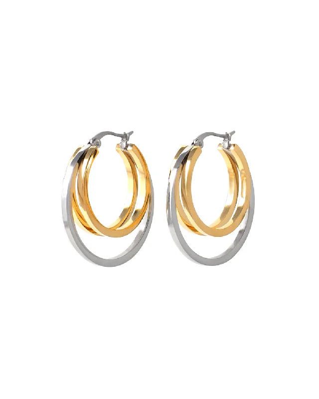 Women's waterproof earrings-Musket Two-Tone Hoop Earrings