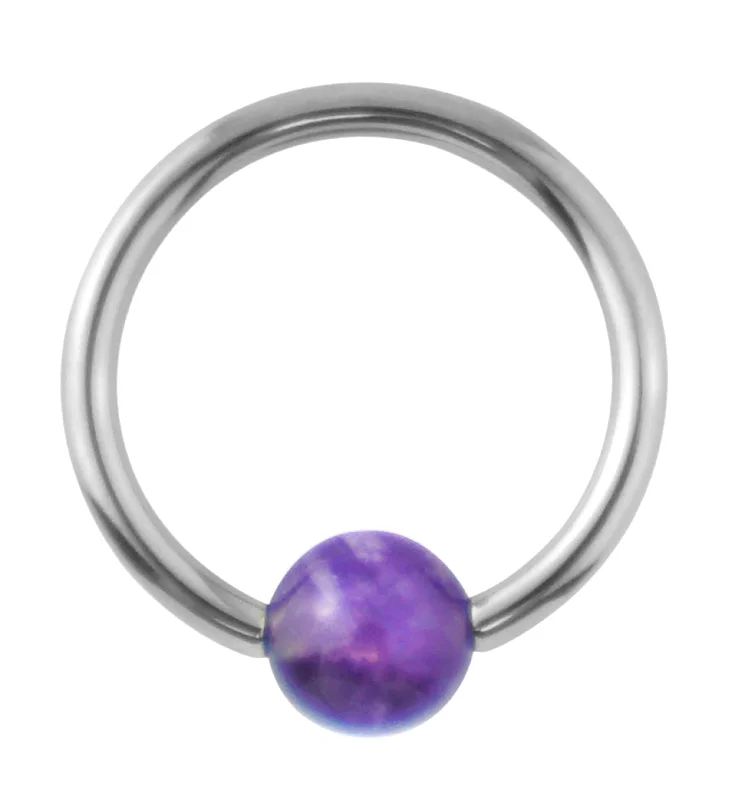 Women's religious rings-Amethyst Stone Titanium Captive Bead Ring