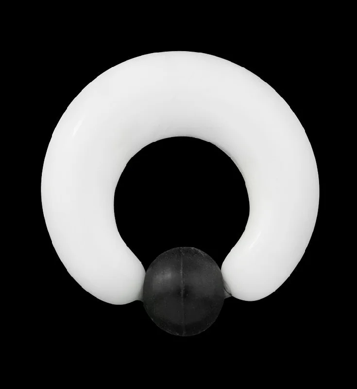 Women's modern design rings-White Glass Captive Ring