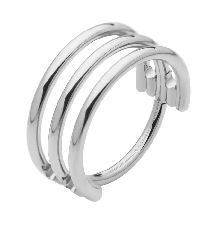 Women's astrology rings-Triple Interval Hoop Titanium Hinged Segment Ring