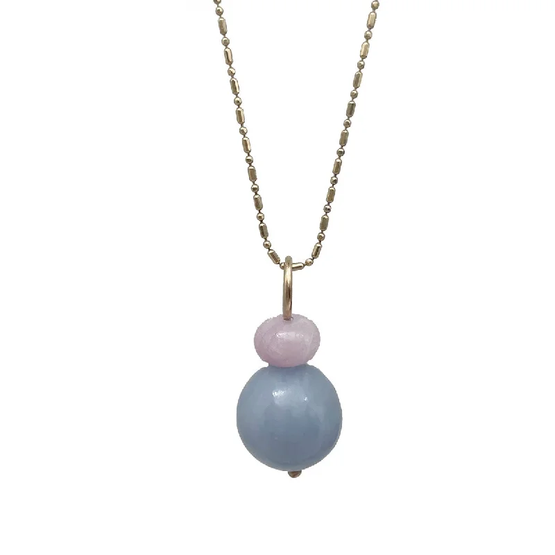 Women's spiritual necklaces-Lucky Pom Kunzite Angelite