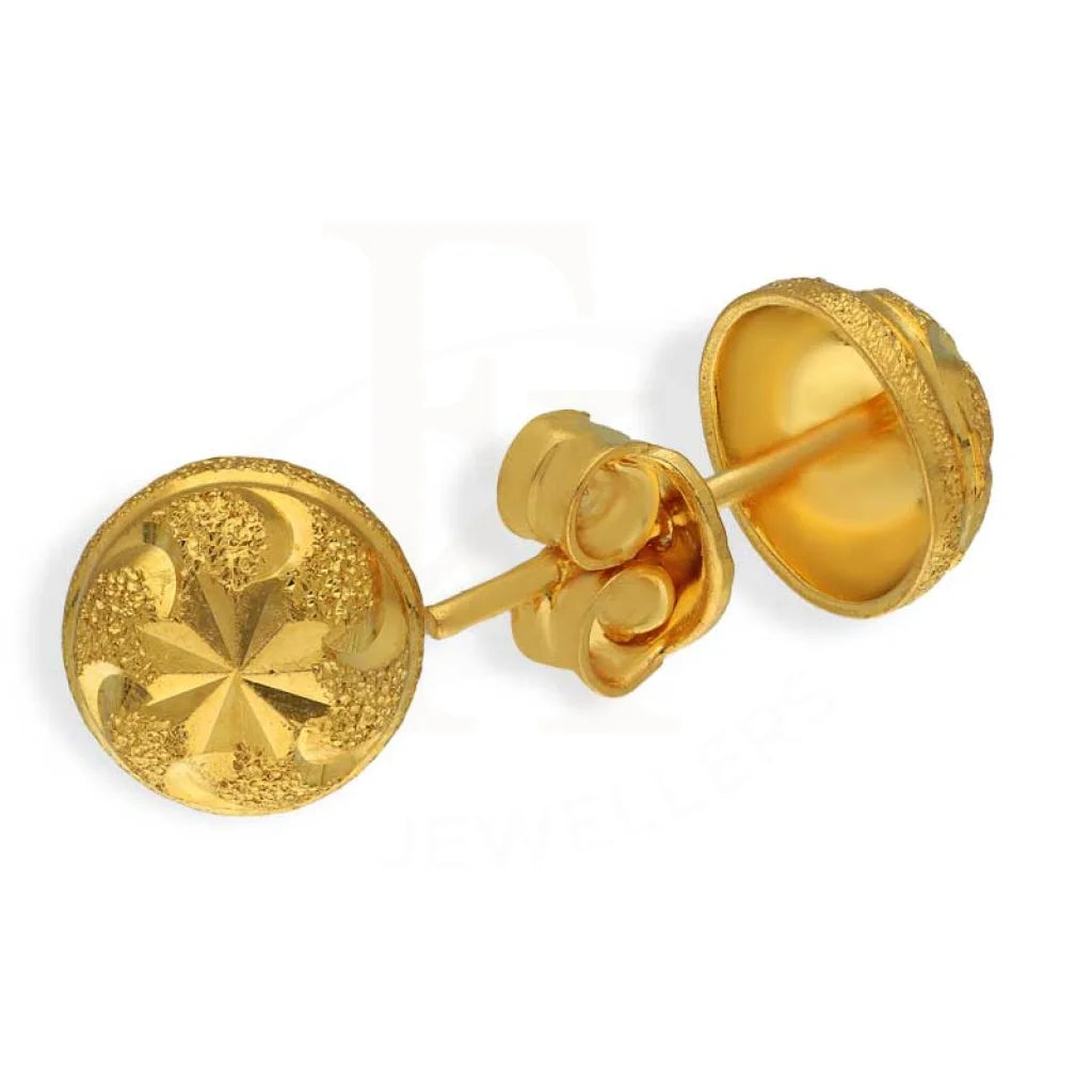 Women's jade earrings-Gold Ball Stud Earrings 22KT - FKJERN22K2817