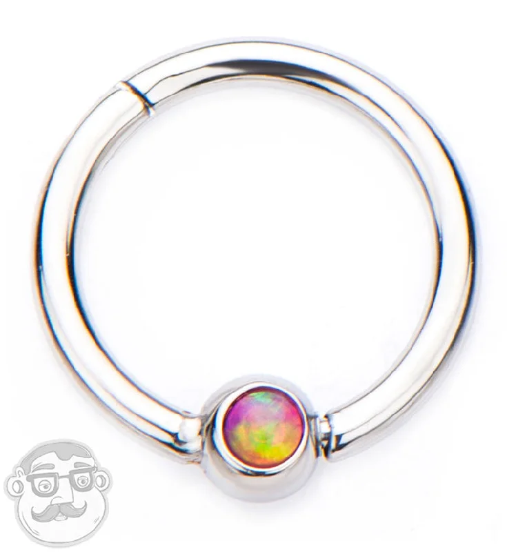 Women's limited edition rings-Pink Opalite Hinged Segment Hoop Ring