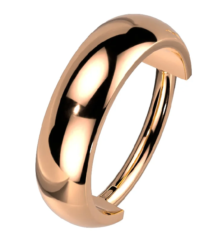 Women's mother-daughter rings-Rose Gold PVD Smooth Titanium Hinged Segment Ring