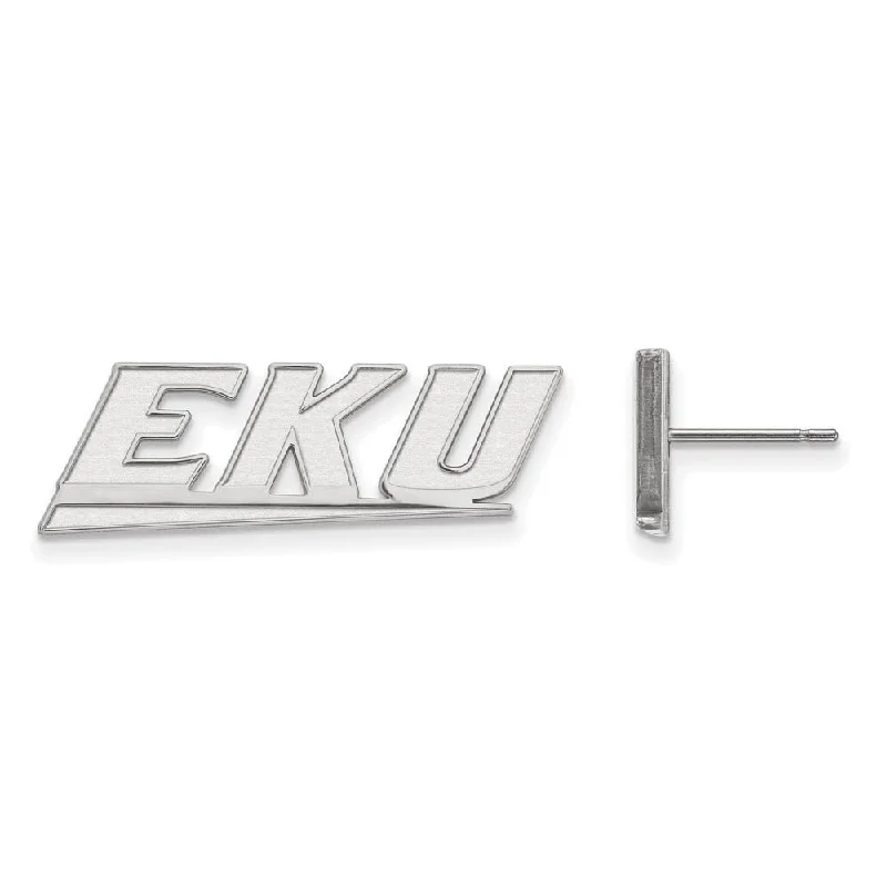 Women's dangle earrings-10k White Gold Eastern Kentucky University Small Post Earrings