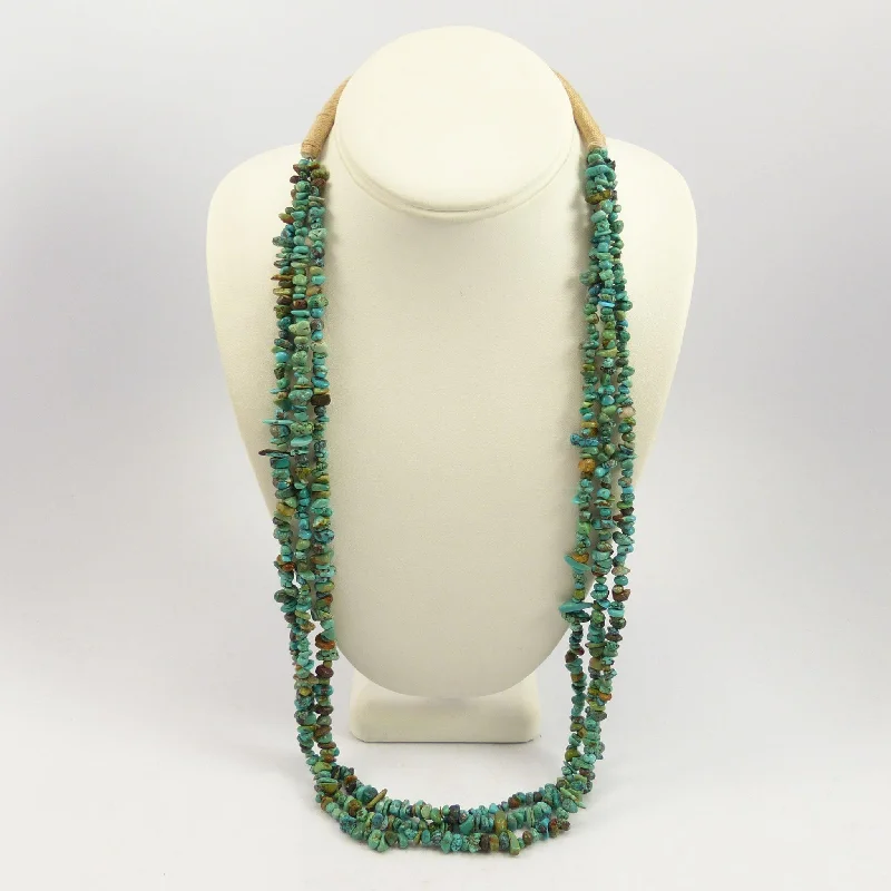 Women's birthstone necklaces-Turquoise Bead Necklace