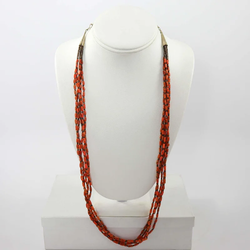 Minimalist women's necklaces-1980s Coral Necklace