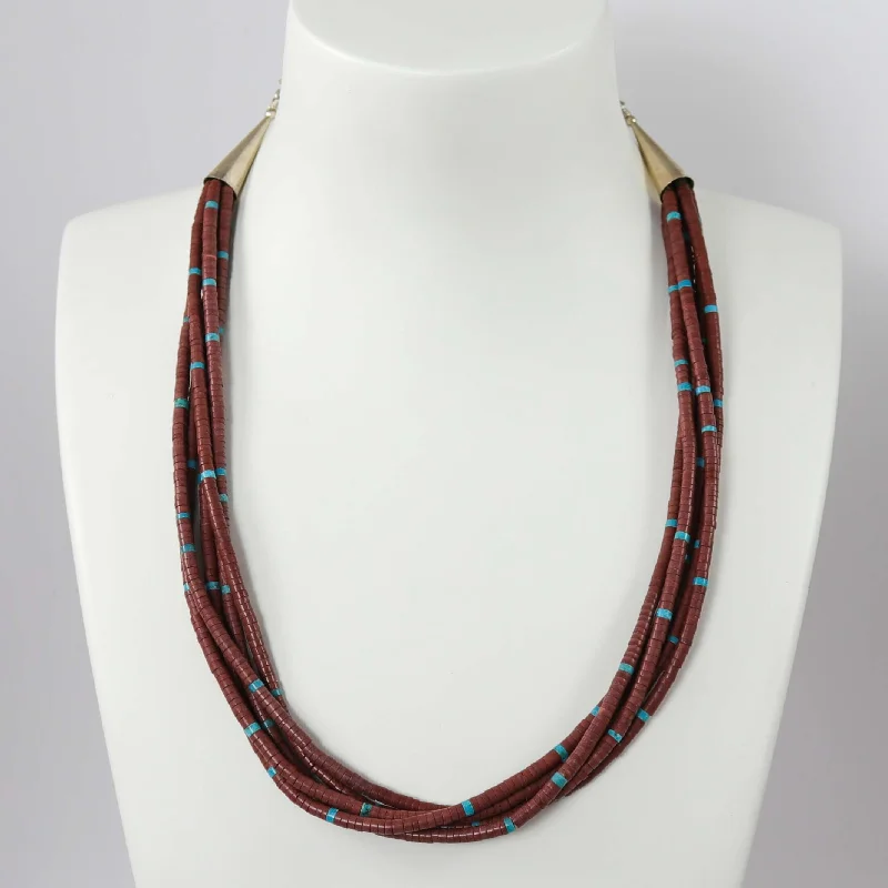 Women's jade necklaces-Pipestone and Turquoise Necklace