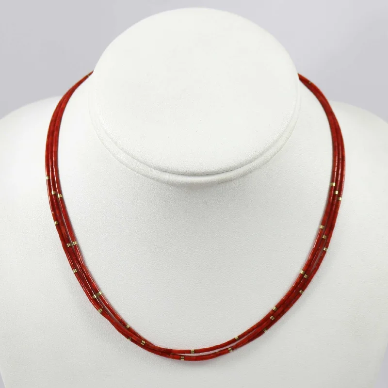 Women's friendship necklaces-Coral Heishi Necklace