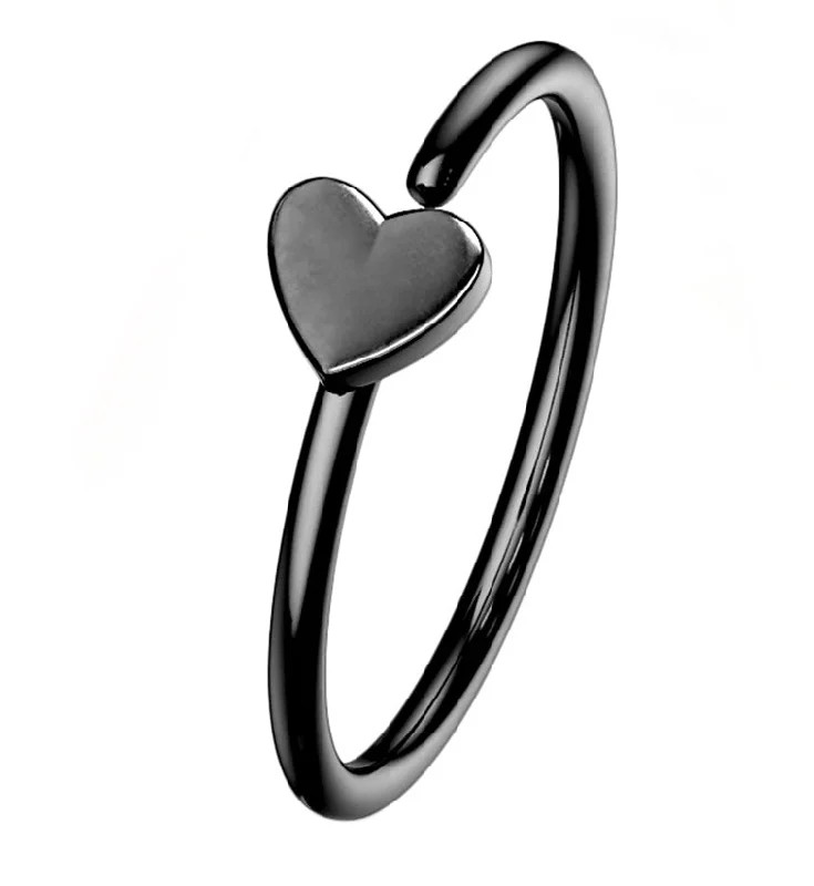 Women's sapphire rings-20G Black PVD Stainless Steel Seamless Heart Ring