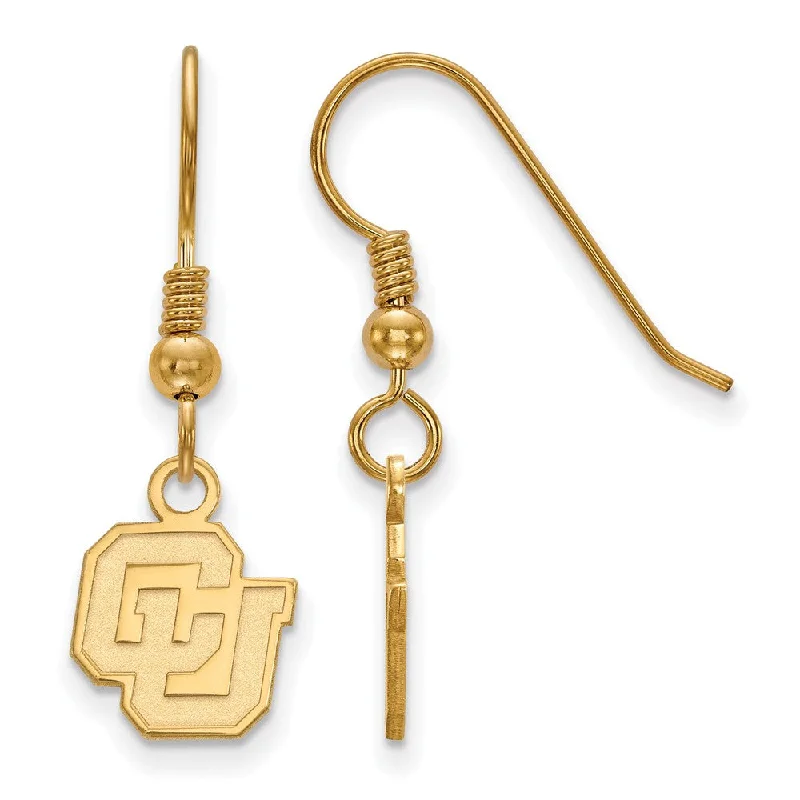 Women's geometric earrings-14k Gold Plated Silver University of Colorado XS Tiny Dangle Earrings