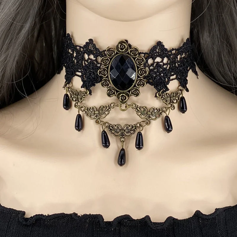 Women's name necklaces-Gothic Lolita Lace Palace Necklace