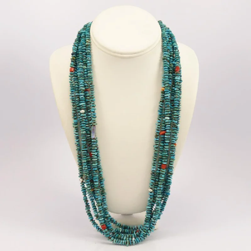 Women's wedding necklaces-Turquoise Bead Necklace