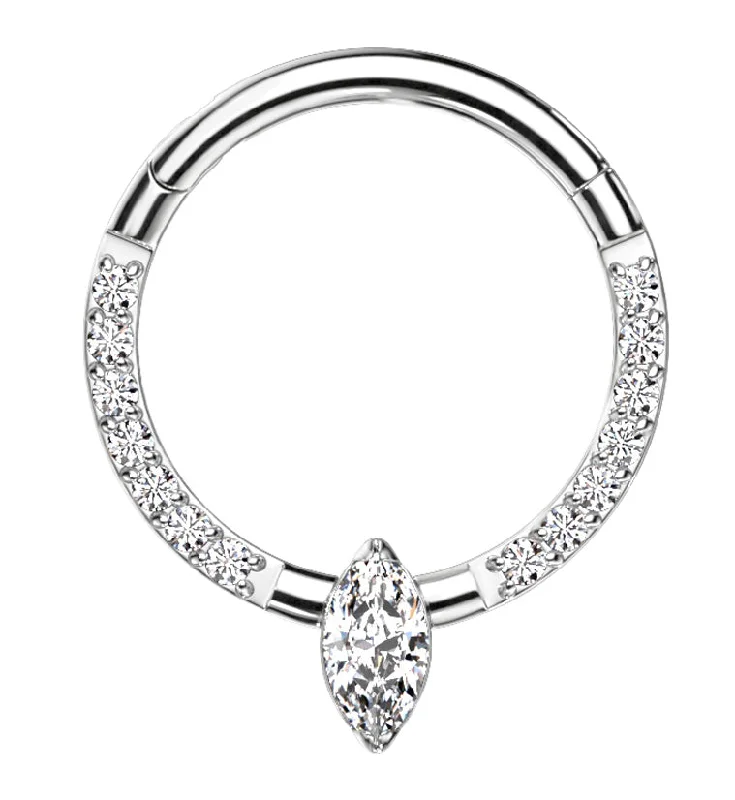 Trendy women's rings-Bauble Clear CZ Titanium Hinged Segment Ring