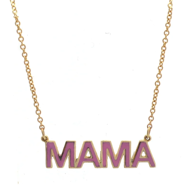 Women's titanium necklaces-Enamel MAMA Nameplate Necklace