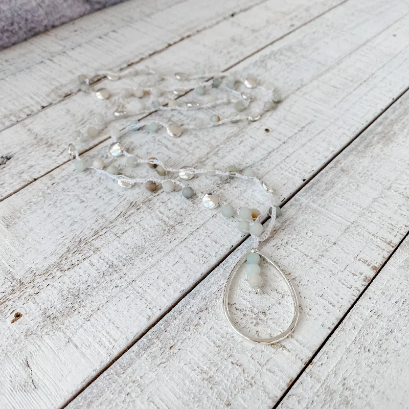 Women's name necklaces-Payton Crochet Necklace | Seafoam