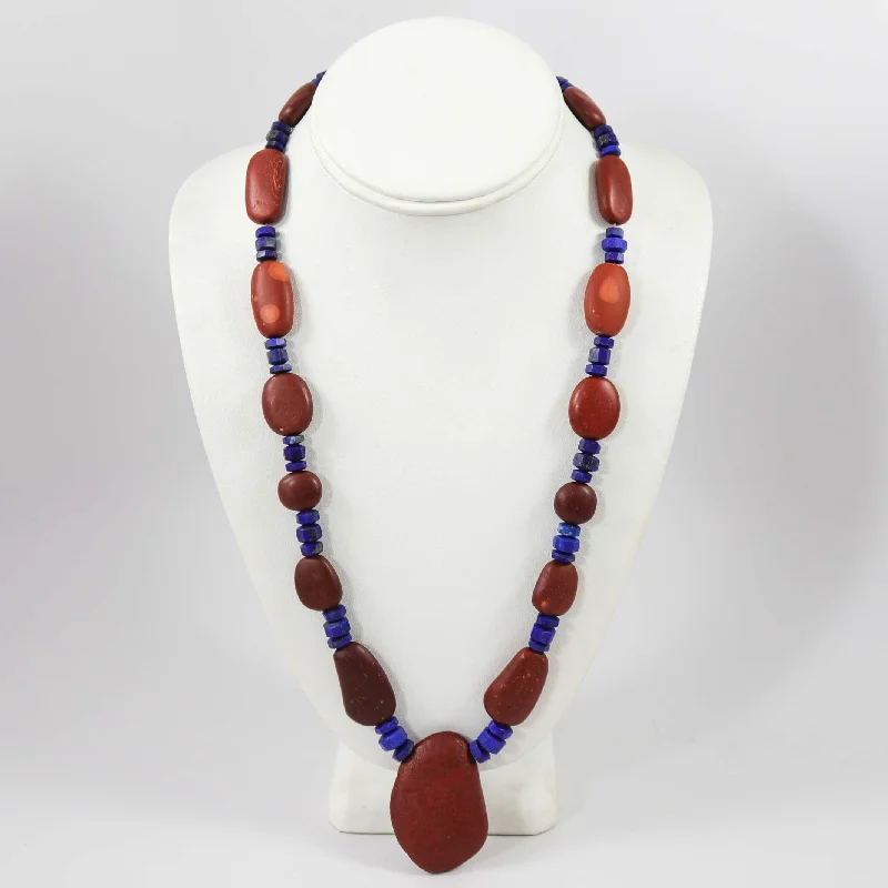 Women's gift necklaces-Pipestone and Lapis Necklace