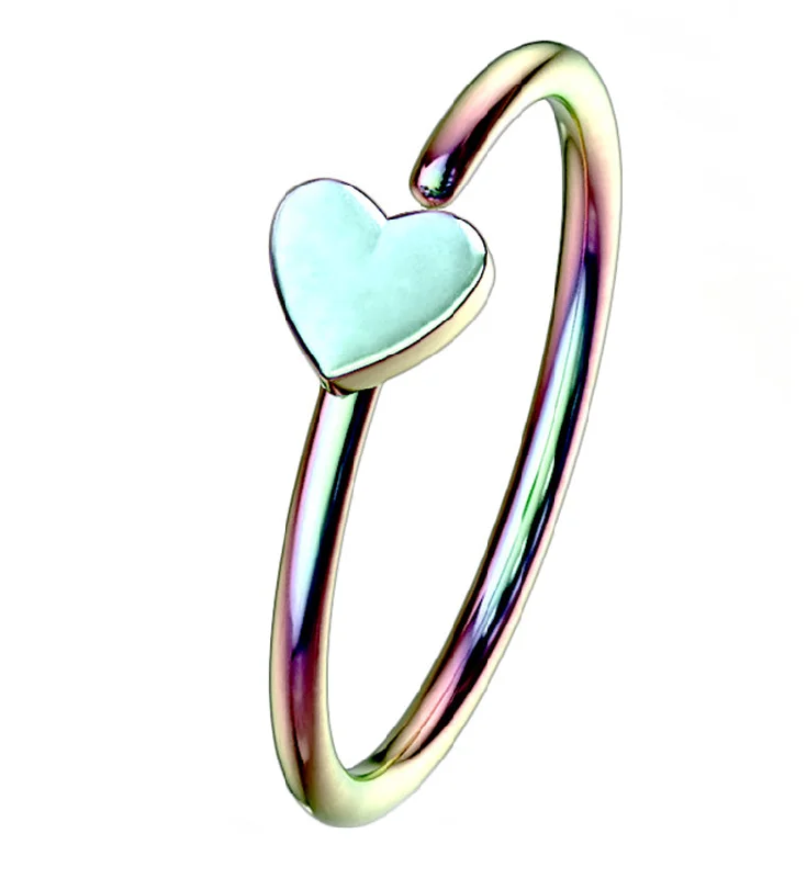 Women's unique rings-20G Rainbow PVD Stainless Steel Heart Seamless Ring