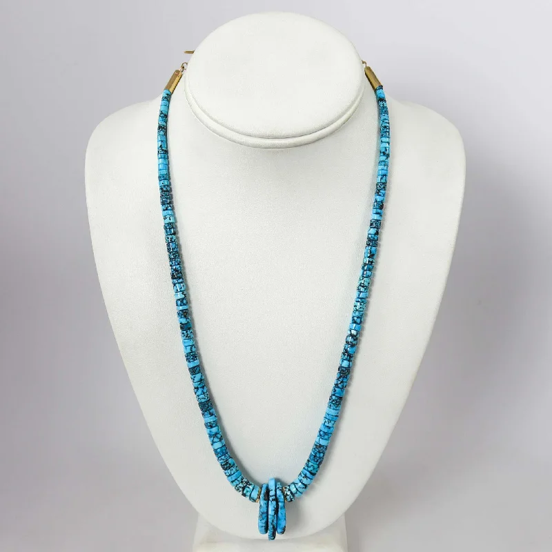 Women's everyday necklaces-Kingman Turquoise and Gold Necklace