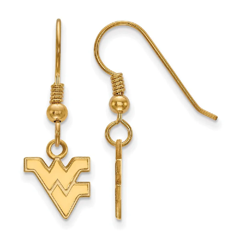 Women's casual earrings-14k Gold Plated Silver West Virginia Univ. XS (Tiny) Dangle Earrings