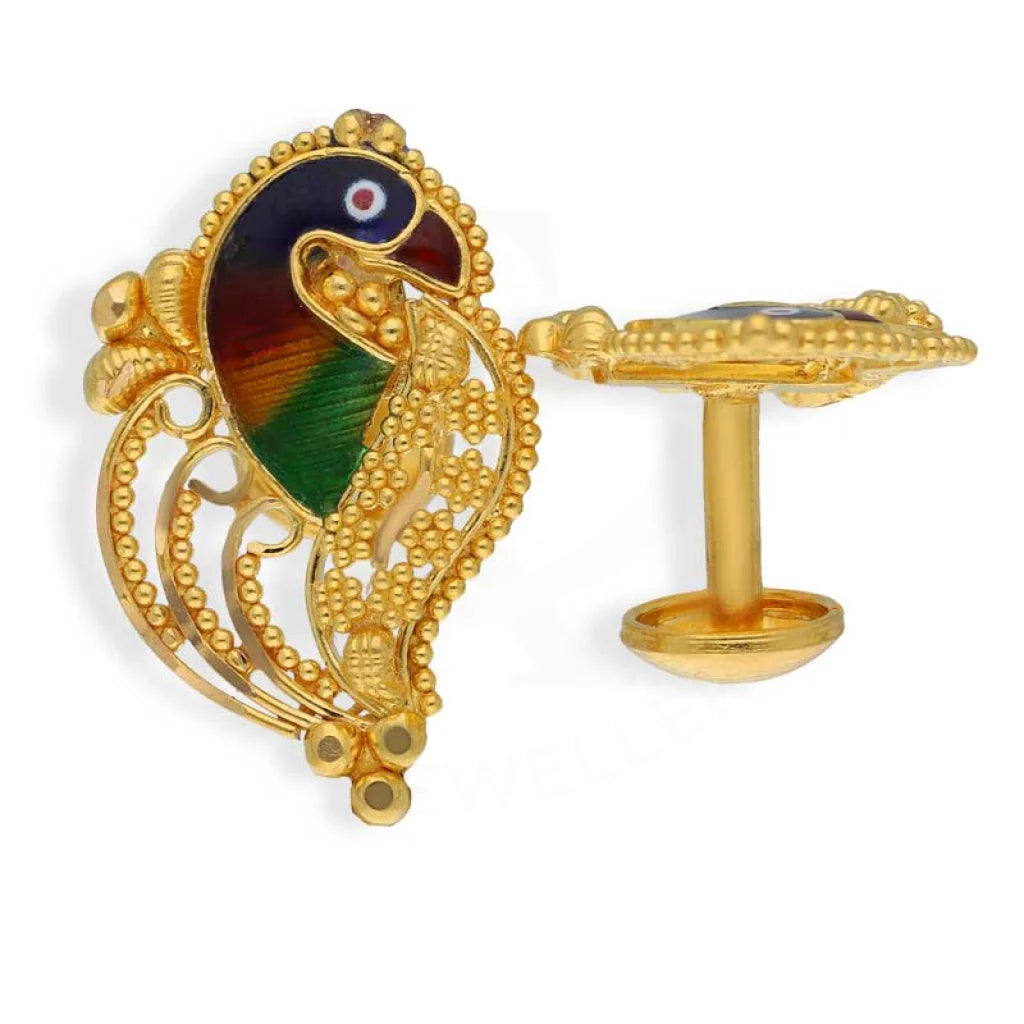 Women's seasonal earrings-Gold Peacock Stud Earrings 22KT - FKJERN22K3006